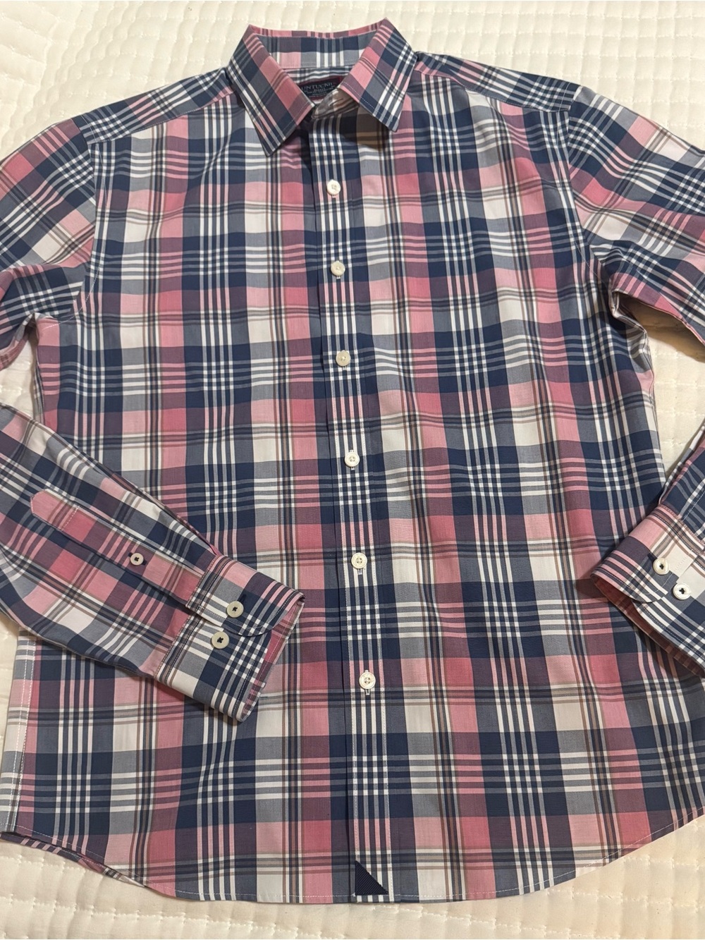 UNTUCKit Pink and Navy Plaid Button-Down Shirt